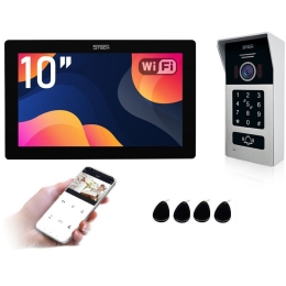 5TECH | wideodomofon - stacja bramowa + monitor (czarny/biały) - 2-żyłowy Cyfrowy | Virgo(W)/82225 / Virgo(B)/82225 | WiFi FHD 10"